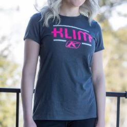 Klim Women's Kute Corp Short Sleeve Tees -Moto Style Shop 3783 001 Charcoal 20 20Knockout 20Pink 02