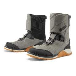 Icon Alcan Waterproof CE Boots -Moto Style Shop AlcanWPCEBootGreyFront