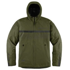 Icon PDX3 Rain Jackets 24 Icon PDX3 Rain Jackets -Moto Style Shop PDX3JacketOliveFront