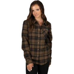 Timber Flannel Women's Shirt -Moto Style Shop TimberFlannel Shirt W BronnzeBlack 231209 3810 front