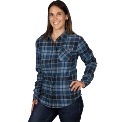 Timber Flannel Women's Shirt -Moto Style Shop TimberFlannel Shirt W SteelSlate 231209 0357 front